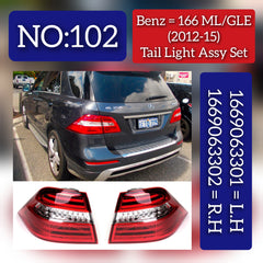 Tail Light Rear Lamp Compatible With MERCEDES-BENZ M-CLASS (W166) & GLE W166 (2012-2015) Tail Light Rear Lamp Left 1669063301 A1669063301 & Right 1669063302 A1669063302 Tag-TLM-102