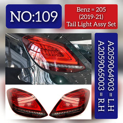 Tail Light Rear Lamp Compatible With MERCEDES-BENZ C-CLASS W205 (2019-2021) Tail Light Rear Lamp Left 2059064903 A2059064903 & Right 2059065003 A2059065003 Tag-TLM-109