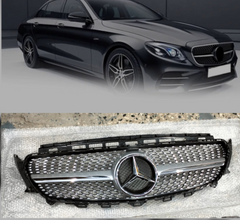 Diamond Silver Chrome Show Grill Compatible With Mercedes Benz E-Class W213 (2016-2021) Tag 76