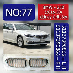 Kidney Grill Set 51137390865 = L.H & 51137390866 = R.H Compatible With BMW 5 Series G30 Tag 77
