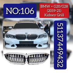 Kidney Grill 51137449432 Compatible With BMW 3 Series G20 G28 (2019-21) Tag 106