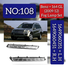 Fog Lamp Fog Light Compatible With MERCEDES-BENZ GL-CLASS W164 2009-2012 Fog Lamp Fog Light Left 1649060351 & Right 1649060451 A1649060351 Tag-FO-108