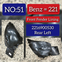 Rear Left Fender Liner 2216900530 A2216900530 Compatible With MERCEDES-BENZ S-CLASS W221 Tag-FEM-51