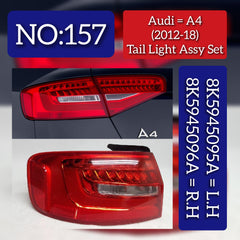 Tail Light Rear Lamp Compatible With AUDI A4 B8 (8K2) | A4 / S4 (2012-2018) Tail Light Rear Lamp Left 8K5945095A 8K5945095AC & Right 8K5945096A 8K5945096AC
