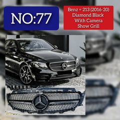 Diamond Black Chrome Show Grill Compatible With Mercedes Benz E-Class W213 (2016-2021) Tag 77