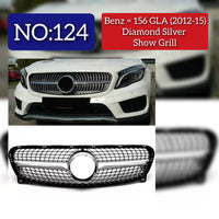 Diamond Silver Chrome Show Grill Compatible With Mercedes Benz GLA-Class W156 (2014-2016) Tag 124