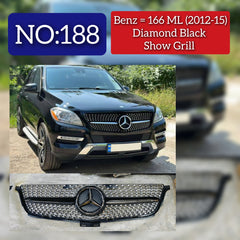 Diamond Black Chrome Show Grill  Compatible With Mercedes  Benz ML-Class W166 (2012-2016) Tag 188