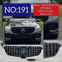 GTR Black Chrome Show Grill Compatible With  Mercedes  Benz GLE-Class W166 (2016-2020) Tag 191