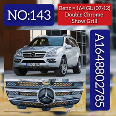 AMG Silver Double Chrome Show Grill Compatible With Mercedes Benz ML-Class W164 Tag 143