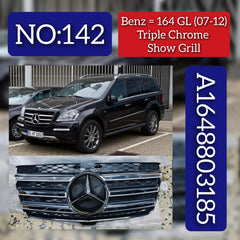 AMG Silver Triple Chrome Show Grill Compatible With Mercedes Benz GL-Class W164 Tag 142