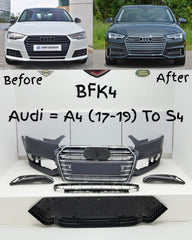 Front Bumper Kit Compatible With Audi A4 To S4 {2017-2019} FBK.4