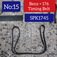 Multi Rib Belt 5PK1745 A0029934896 0019937796 0019936996 Compatible With MERCEDES-BENZ A-CLASS (W176) B-CLASS Sports Tourer (W246, W242) CLA Coupe (C117) GLA-CLASS (X156) (CONTINENTAL) Tag No.15
