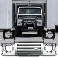 Front Grille And Headlamp Surrounds (Silver) Compatible With Land Rover Defender