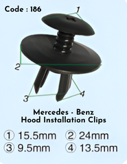 Hood Instalation Clips (Set of 10) Compatible With Mercedes Benz