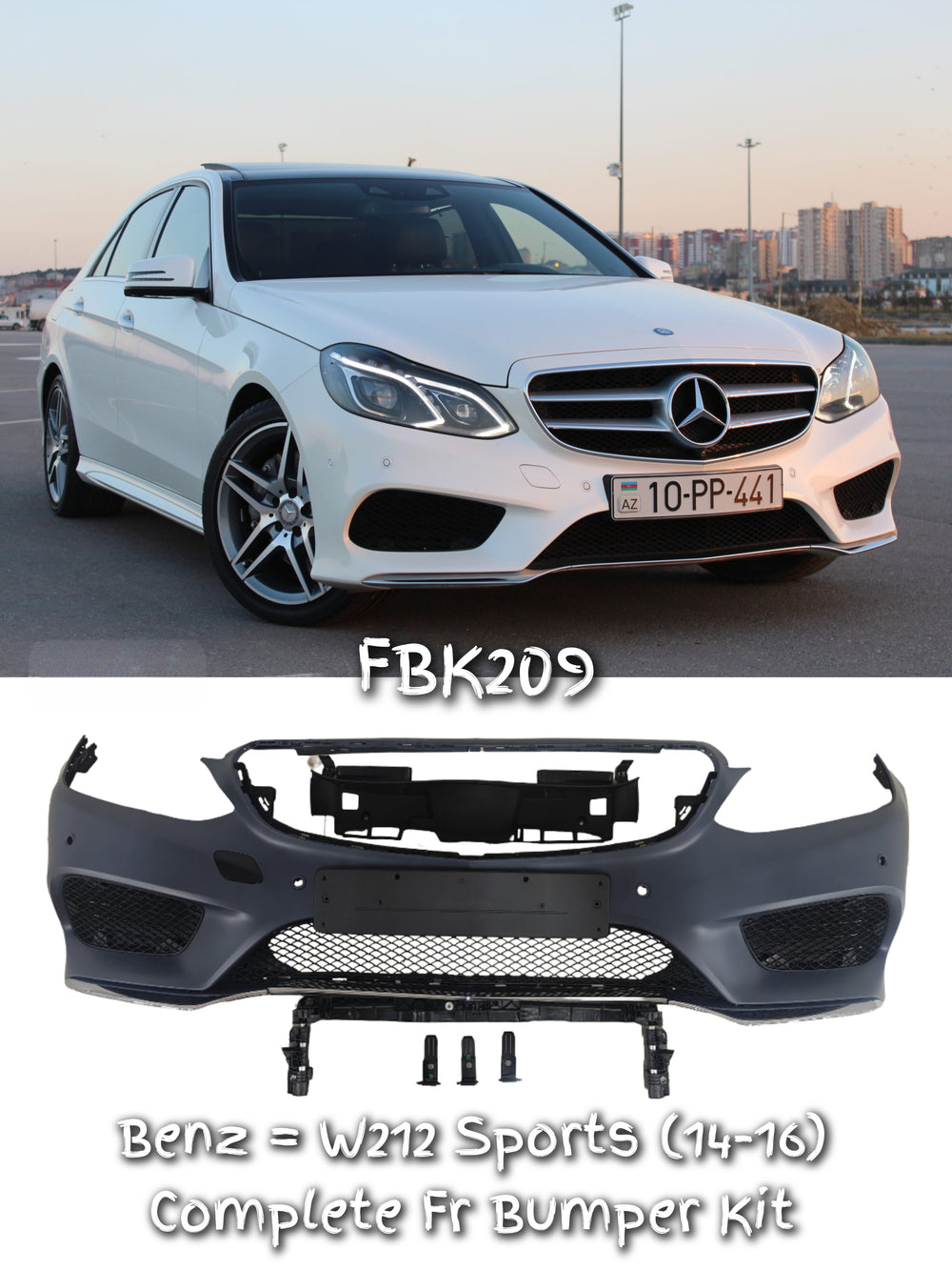 Front Bumper Kit 2128852738 Compatible With Mercedes Benz E-Class W212 (2014-16) FBK209