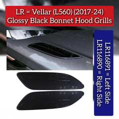 Glossy Black Bonnet Hood Grills Right LR116890 & Left LR116891 Compatible With Land Rover Range Rover Velar - L560 (2017-2024)