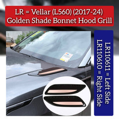 Golden Shade Bonnet Hood Grill Right LR110610  & Left LR110611 Compatible With Land Rover Range Rover Velar - L560 (2017-2024)