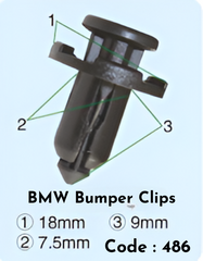 Bumper Clips (Set of 10) Code:486 Compatible With BMW