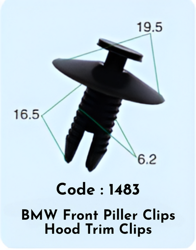 Front Piller Clips Hood Trim Clips {Set Of 10} Code:1483 Compatible With BMW