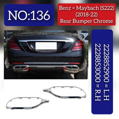 Rear Bumper Exhaust Pipe Cover Left 2228852900 & Right 2228853000 Compatible With MERCEDES BENZ S-CLASS W222 2018-2022 Tag No.136