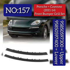 Front Bumper Center Grille Molding Trim Set Upper 95850597300 & Lower 95850597400 Compatible With PORSCHE CAYENNE 2011-2014 Tag No.157