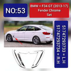 Fender Chrome Left 51747293733 & Right 51747293734 Compatible With BMW 3 Series Gran Turismo (F34) Tag No.53