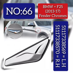 Front Side Fender Trim Chrome Left 51117338569 & Right 51117338570 Compatible With BMW X3 (F25) Tag No.66