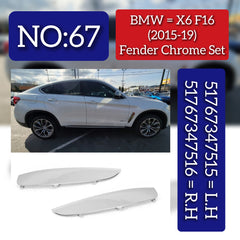 Fender Chrome Left 51767347515 & Right 51767347516 Compatible With BMW X5 F15 2015-2019 Tag No.67