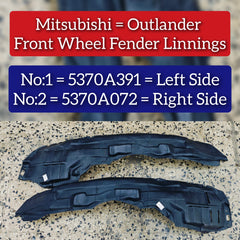 Front Left fender Liner 5370A391 5370A953 Compatible With Mitsubishi Outlander
