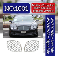 Silver Fog Lamp Cover Set Left 3W5807682 & Right 3W5807683 Compatible With Bentley Flying Spur (2009-2012) Tag No.1001