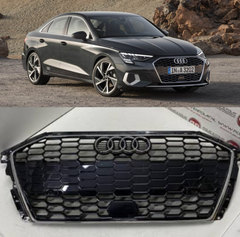 Show Grill Compatible With Audi A3(2021-23) Original Black Chrome