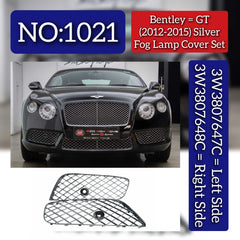 Silver Fog Lamp Cover Set Left 3W3807647C & Right 3W3807648C Compatible With Bentley GT (2012-2015) Tag No.1021