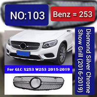 Diomond Silver Chrome Show Grill Compatible With Mercedes Benz GLC X253(2016-2019) Tag 103