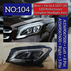Complete Headlight Assembly Left A1569067500 & Right A1569067600 Compatible With Mercedes Benz GLA-Class (W156) (2017-2020) Tag No.104
