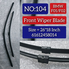 Front Wiper Blade Set (26'18 Inch) 61612458014 61612147361 61612147365 61612163749 61612163750 61612458006 Compatible with BMW 7-Series F01 F02 Tag No.104