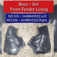 Front Left Fender Liner 1648840922 A1648840922 Compatible With MERCEDES-BENZ M-CLASS (W164)
