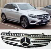 Double Chrome Show Grill (Without Logo) Compatible With Mercedes Benz GLC X253 (2015-2019) Tag 51