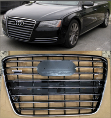 Show Grill Compatible With Audi A8 D4(2011-14) Original Silver Chrome