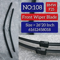 Front Wiper Blade Set (26'20 Inch) 61612458018 61612183576 61612183591 61612458017 Compatible with BMW X3 (F25) Tag No.108
