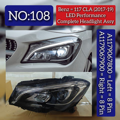 Complete Headlight Assembly (LED Performance) Left A1179067800 & Right A1179069900 Compatible With Mercedes Benz CLA-Class (W117) (2017-2019) Tag No.108