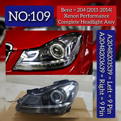 Complete Headlight Assembly (Xenon Performance) Left A2048203539 & Right A2048203639 Compatible With Mercedes Benz C-Class (W204) (2011-2014) Tag No.109