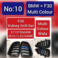 Multi Colour Kidney Grill Set 51137260498 (R.H / L.H) SAME Compatible With BMW 3 Series F30 Tag 10