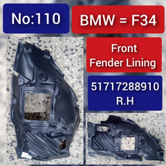 Front Right Fender Liner 51717288910 Compatible With BMW 3 Series GT F34
