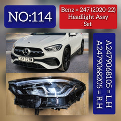 Headlight Headlamp Assy Left A2479068105 & Right A2479068205 (Without Blaster) Compatible With MERCEDES-BENZ C-CLASS (W247) (2020-2022) Tag No.114