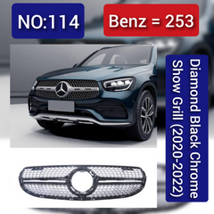 Diamond Black Chrome Show Grill Compatible With Mercedes Benz GLC X253 (2020-2022) Tag 114