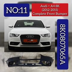 Complete Front Bumper 8K0807065A Compatible With AUDI A4 B8 (8K2) | A4 / S4 (2012-2015) Tag No.11