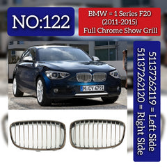 Full Chrome Show Grill Left 51137262119 & Right 51137262120 Compatible With BMW 1 Series (F20) (2011-2015) Tag No.122