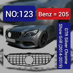 Show Grill Compatible With Mercedes Benz C-Class W205Silver Chrome (2014-2019) Tag 123