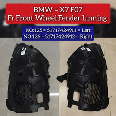 Front Left Fender Liner 51717424911 Compatible With BMW X7 Series G07 Tag No. 125