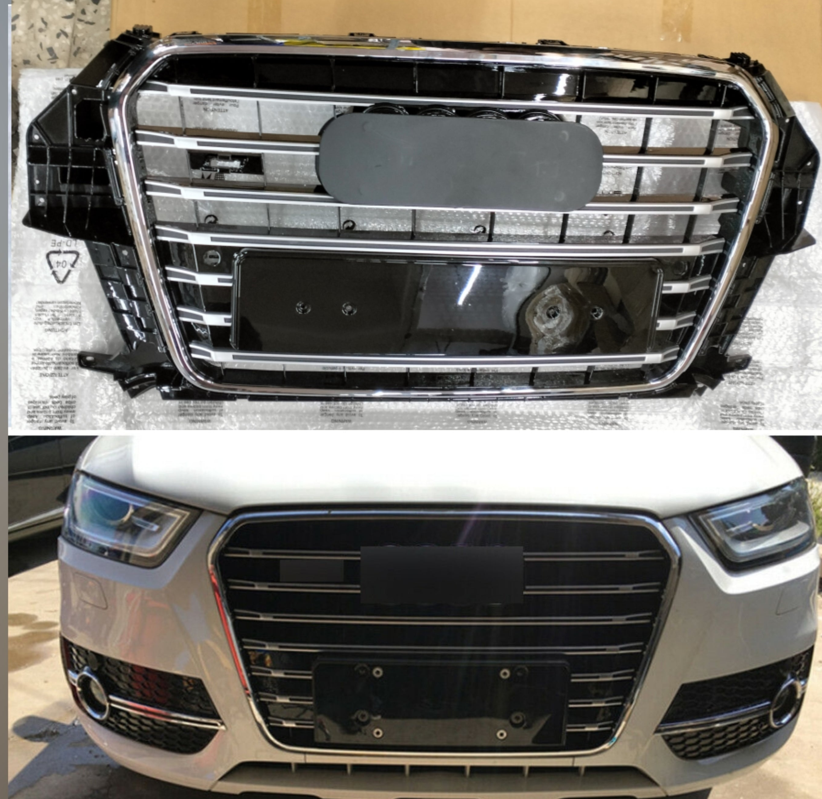 Show Grill Compatible With Audi Q3(2011-15) AMG Silver Chrome